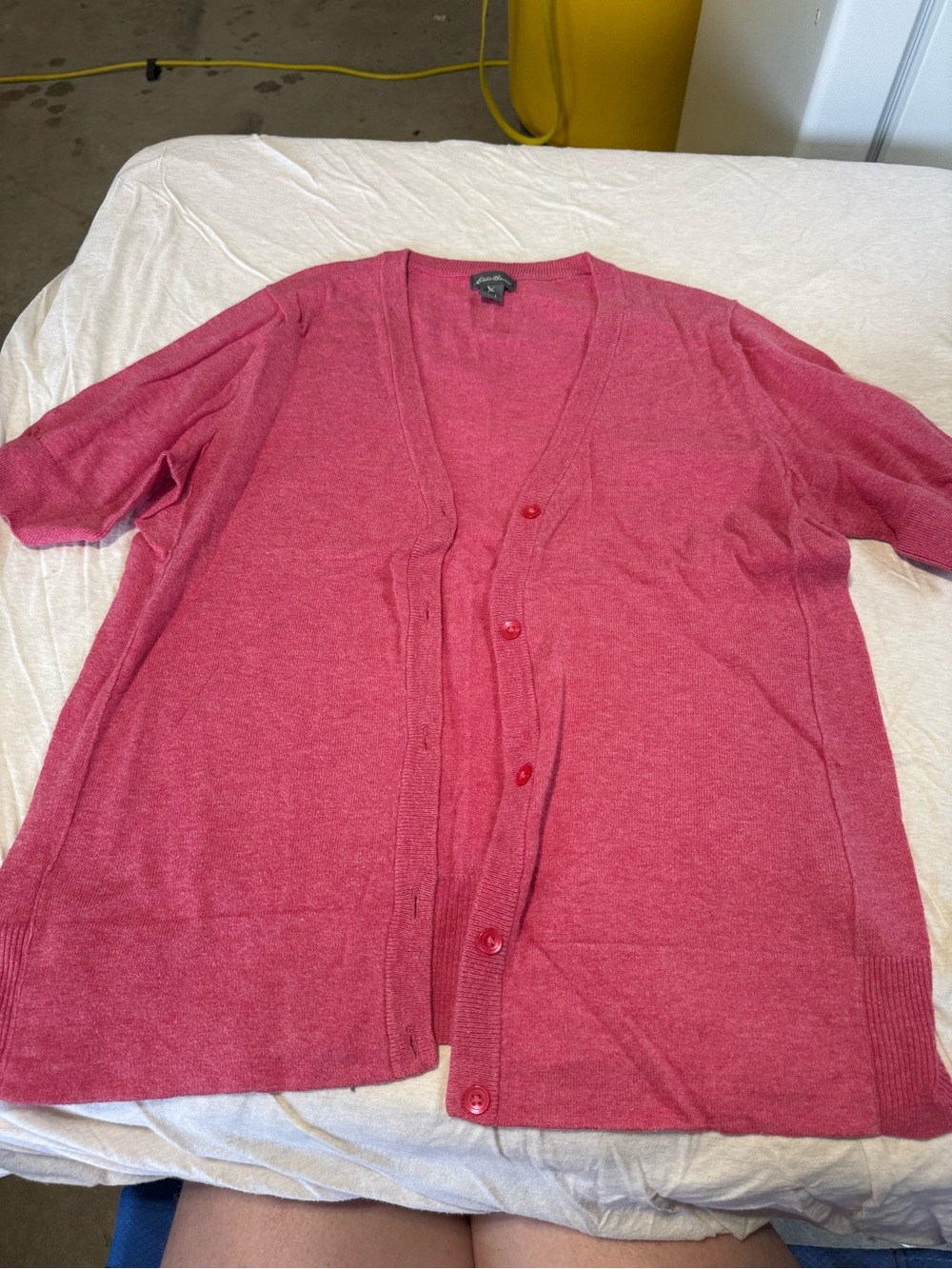 Eddie Bauer Rose Pink Short-Sleeve Button Cardigan